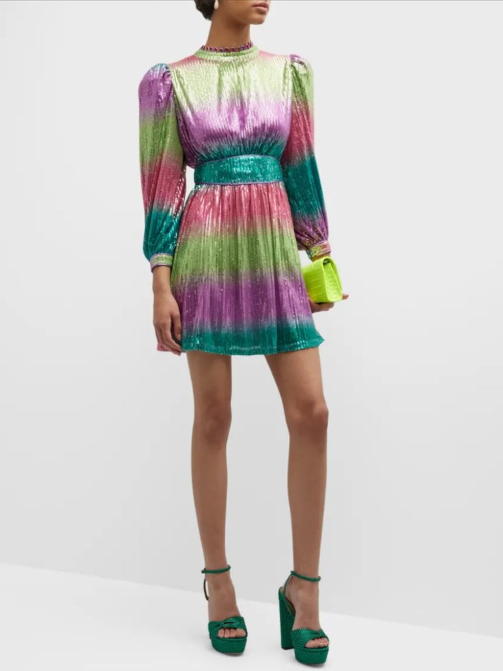 Celia B Diamantina Gradient Sequin Blouson mini dress